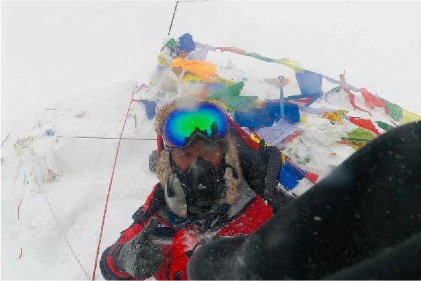 Hari in low visibility climbing Mount Everest
