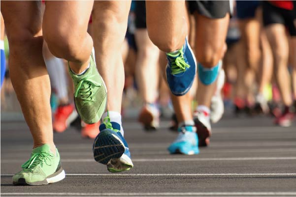 Feet of runners running a marathon