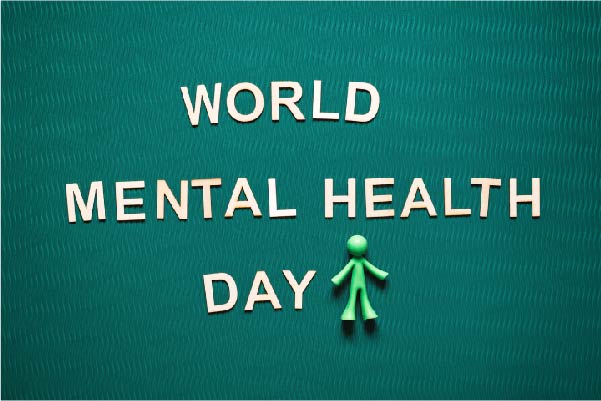 World Mental Health Day Wording on a green background