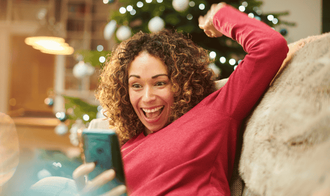 Christmas winner smiling 
